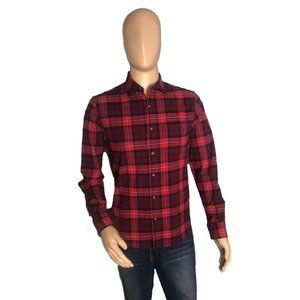 Sz Small OLD NAVY Slim Fit Plaid Long Sleeve BD